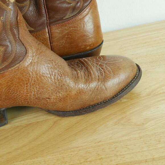 Nocona Men's 11 D Western Boots Vintage USA Brown Leather Embroidered Distressed - Picture 9 of 16